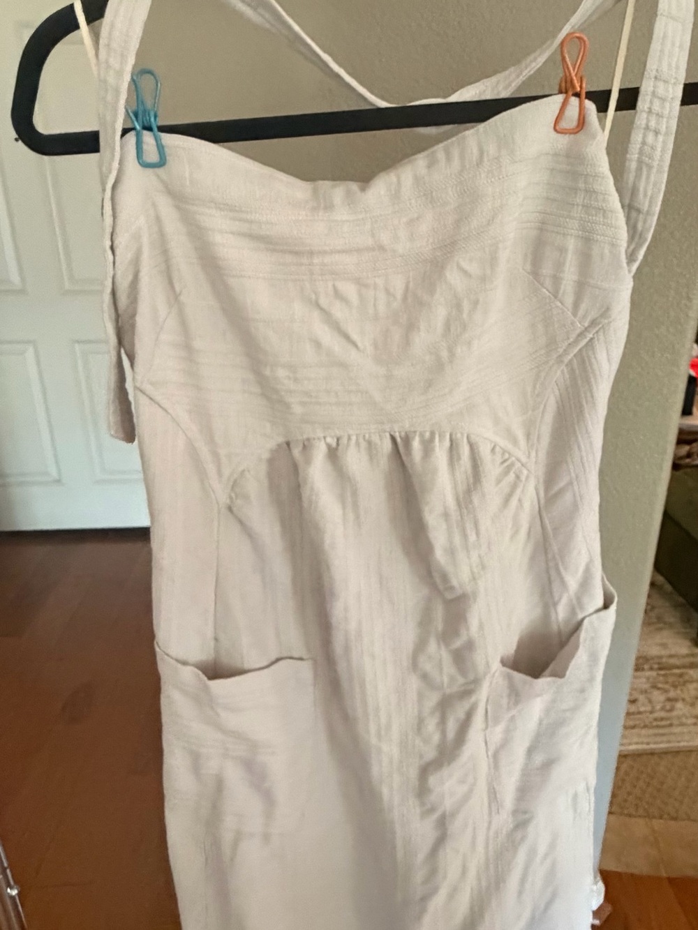 Free People Cream Midi Dress with Front Pockets